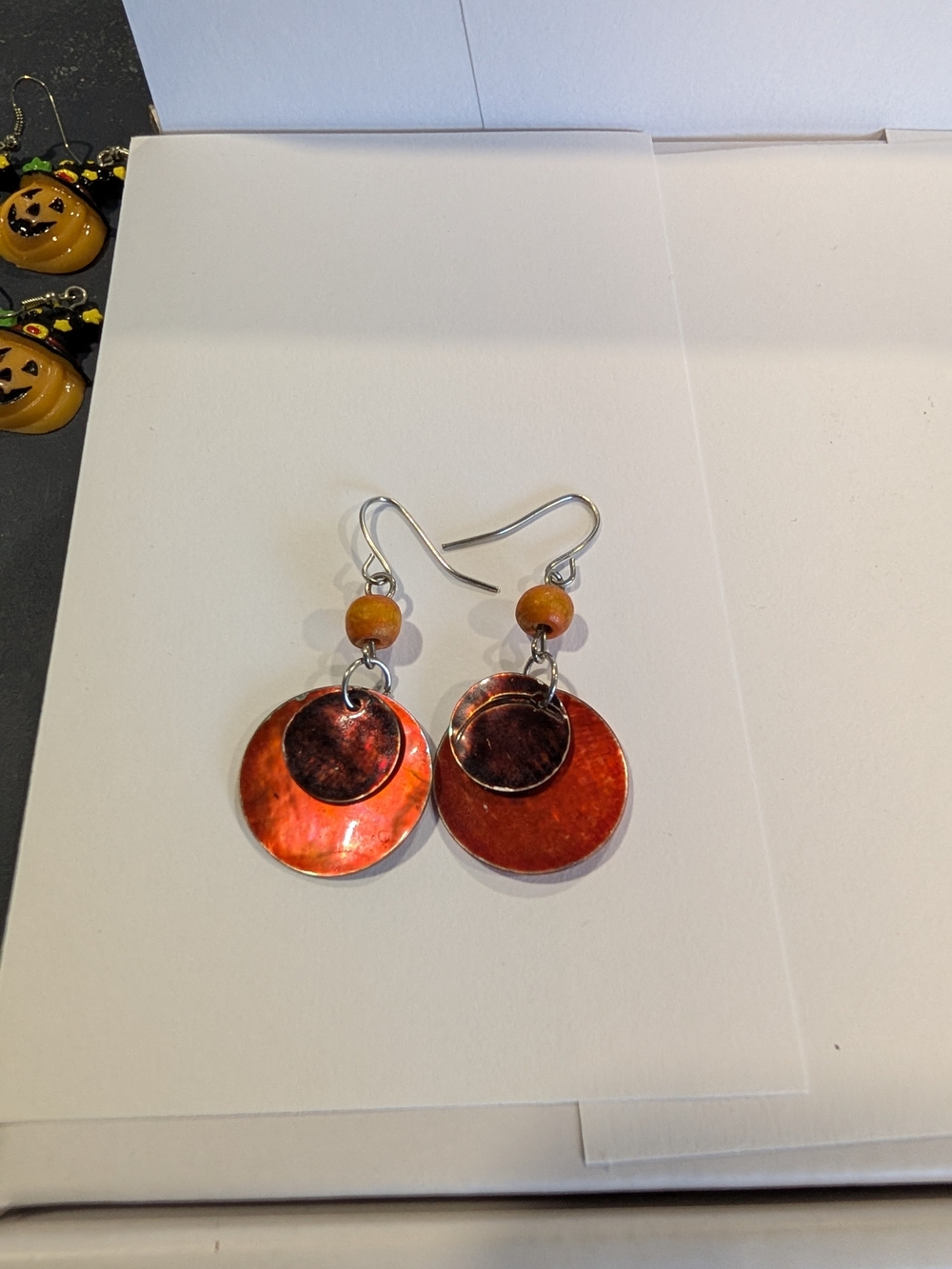 Red Disc Dangle Earrings